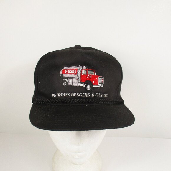 Vintage ESSO Petroles Gesgens & Fils Inc Hat Snapback Baseball 1980s Trucker Cap - Picture 1 of 6